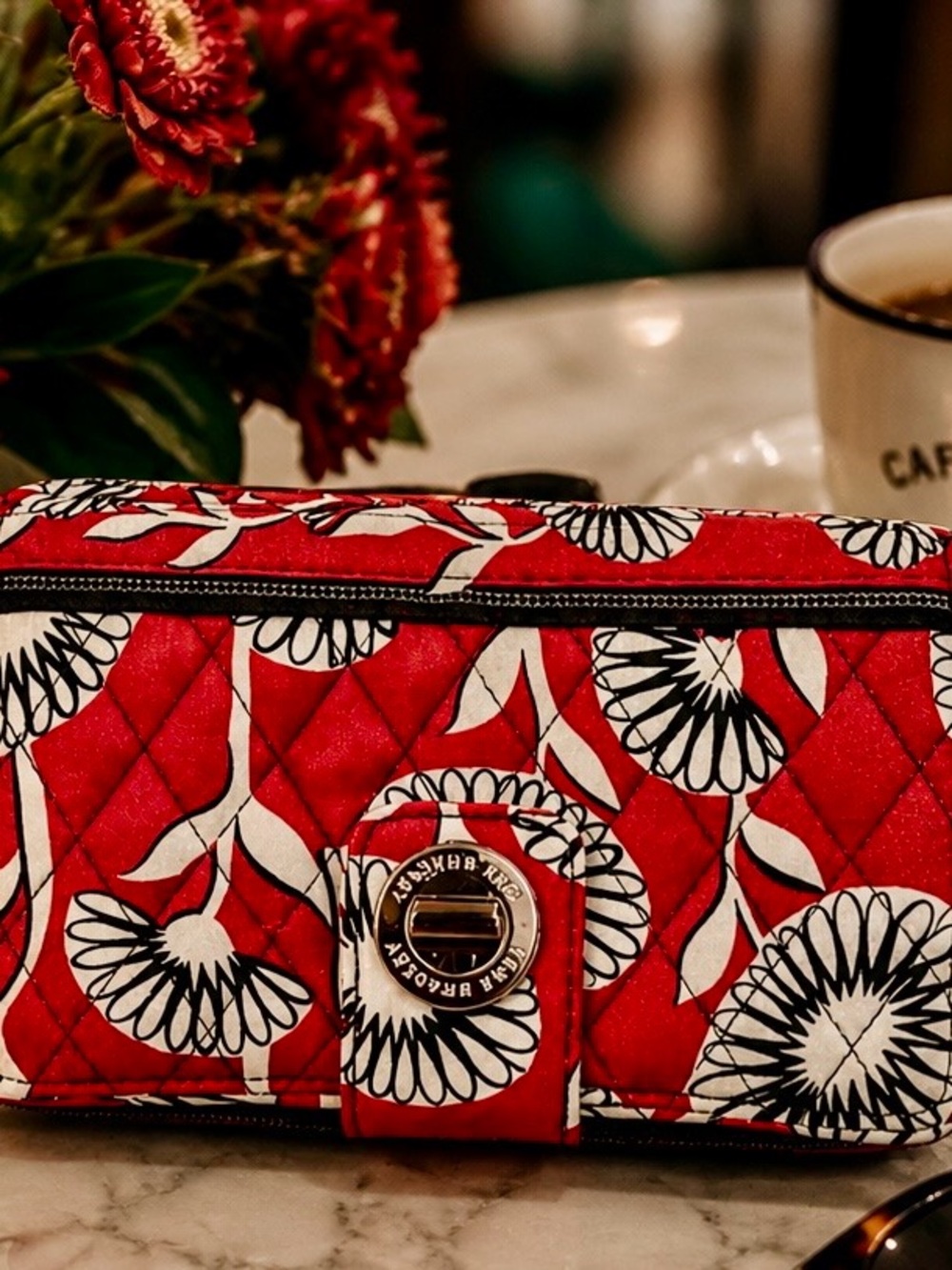 Vera Bradley Red Floral Quilted Wallet | Zip Around Organizer